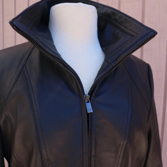 Womens 100% Leather Black Jacket Jones New York Size Large, Soft Butter Leather - Picture 6 of 13
